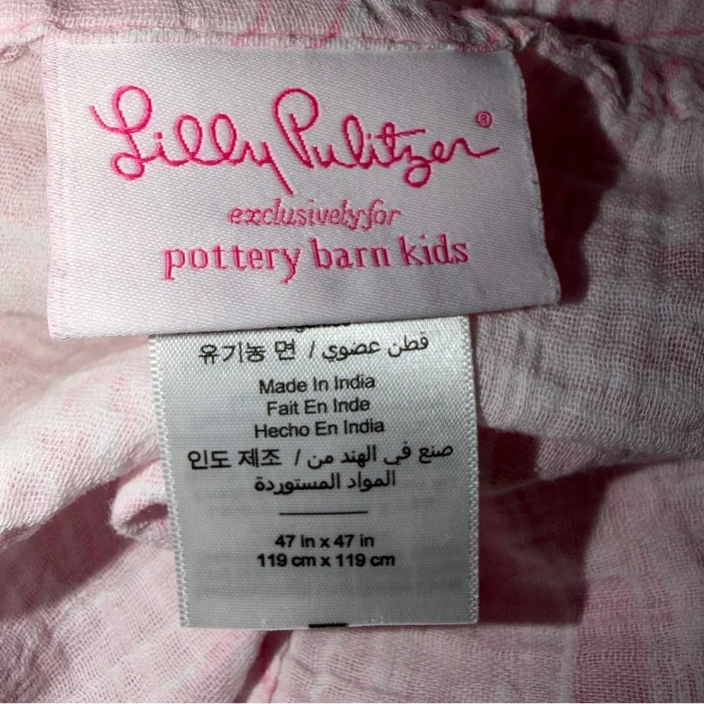 Pottery Barn Kids Swaddle Pink Flamingo Pattern Size 47” X 47” Organic Cotton